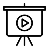 Isolated video presentation in outline icon on white background. Marketing presentation, business vector