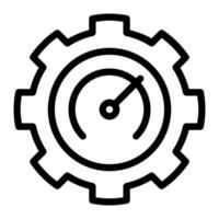 Isolated performance in outline icon on white background. Productivity, time, efficiency, settings, speedometer, business vector