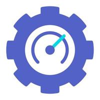 Isolated performance in flat icon on white background. Productivity, time, efficiency, settings, speedometer, business vector
