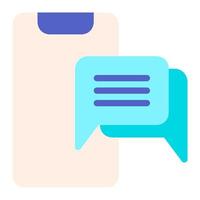 Isolated messaging in flat icon on white background. Chatting, discussion, chat bubble, smartphone vector