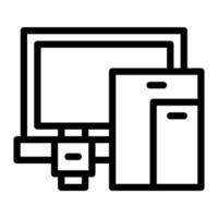 Isolated computer devices in outline icon on white background. Gadget, smartphone, tablet, smartwatch, laptop vector