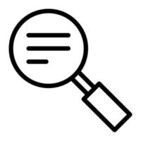 Isolated searching symbol in outline icon on white background. Magnifying glass, research, seo vector