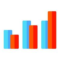 Isolated statistics graph in flat icon on white background. Growth, analytics, seo and web vector