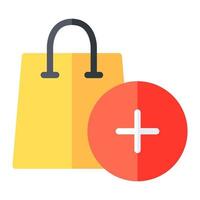 Add to cart in flat icon. Shopping, product, handbag, ecommerce vector