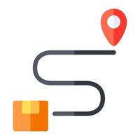 Tracking map in flat icon. Delivery package, shipment, location, route, pin marker vector