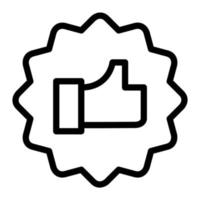 Isolated like symbol in outline icon on white background. Satisfaction, vote, positive review, approve, thumb up, gesture vector