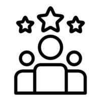 Isolated customers rating in outline icon on white background. Review, satisfaction, feedback, stars, clients, teamwork vector