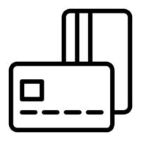 Isolated debit card in outline icon on white background. Payment method, payment card vector