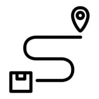 Tracking map in outline icon. Delivery package, shipment, location, route, pin marker vector
