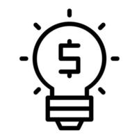 Isolated lightbulb in outline icon on white background. Creative idea, innovation, inspiration, business idea vector