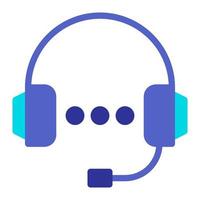 Isolated customer support in flat icon on white background. Customer service, headphone, help, service center vector