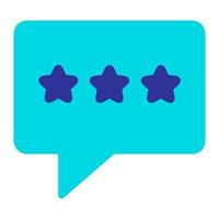 Isolated rating star in flat icon on white background. Review, satisfaction, feedback, testimonial, promotion, message, chat bubble vector