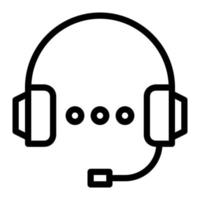 Isolated customer support in outline icon on white background. Customer service, headphone, help, service center vector