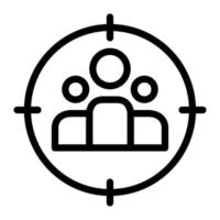 Isolated target audience in outline icon on white background. Aim, customers, users, focus marketing vector