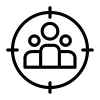 Isolated target audience in outline icon on white background. Aim, customers, users, focus marketing vector