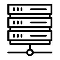 Isolated hosting server in outline icon on white background. Storage, networking vector
