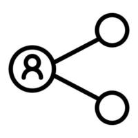 Isolated connection symbol in outline icon on white background. Networking, teamwork, share, social, business, seo vector