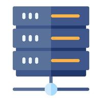 Isolated hosting server in flat icon on white background. Storage, networking vector