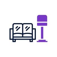 sofa icon with mix line and solid style vector