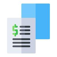 Invoice, receipt, payment, report, transaction document in flat icon vector