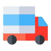 entrega camión en plano icono. auto, envío, envío, logístico, carga, transporte vector