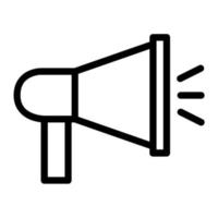 Bullhorn in outline icon. Megaphone, marketing, promotion, advertising symbol vector