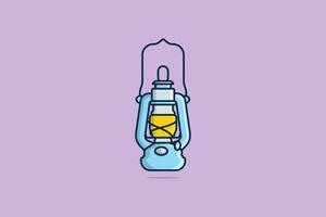 Oil Lantern, Lamp vector illustration. Hiking travel lantern and camping icon concept. Various handle gas lamps for tourist hiking vector design with shadow on purple background.