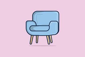 Sofa chair, armchair for living room vector illustration. Interior indoor objects icon concept. Furniture for the home and office decoration vector design with shadow. Comfortable sitting sofa icon.