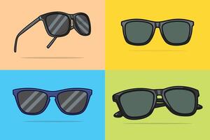 Set of Summer Shiny Sun Glasses vector illustration. Summer glasses object icon concept. Summer fashion glasses for motorbike, fashion and traveling with shadow vector design.