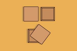 Cardboard Boxes Top View vector illustration. Business and cargo object icon concept. Delivery cargo open boxes vector design with shadow. Empty open and closed cardboard box icon design.