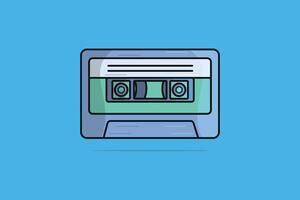 Music Player Cassette Tape vector illustration. Technology recreation icon concept. Cassette tape recorder vector design with shadow. Analog media for recording and listening stereo.