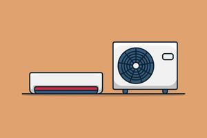 White Air Condition Electrical System vector illustration. Technology object icon concept. Various objects of air conditioners-condensing fan vector design. Interior electric equipment icon logo.