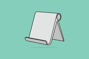 escritorio célula teléfono estar tableta vector ilustración. tecnología objeto icono concepto. aluminio estar poseedor para móvil teléfono vector diseño con sombra en verde antecedentes.