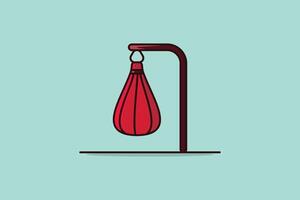 Punching bag with Stand vector illustration. Sport object icon concept. Punching bag for training vector design with shadow. Boxing punching bag on a light blue background.