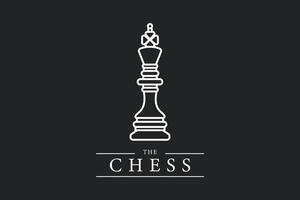 Chess King Piece logo design. Sport board game object icon concept. Leader chessboard king icon design. Intellectual leisure activity symbol logo. vector