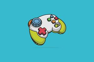 vídeo juego controlador vector ilustración. Deportes juego de azar objetos icono concepto. palanca de mando gamepad juego consola o juego controlador vector diseño con sombra en azul antecedentes.