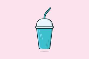 Soda Soft Drink Cup with Straw vector illustration. Drink object icon concept. Disposable plastic beverage cup with tube for soda, juice, coffee, tea vector design with shadow.