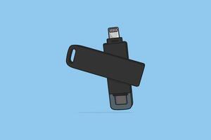 Modern Memory Card USB Device vector illustration. Technology object icon concept. Modern USB Flash Drive for use in office work on the project and design. USB device vector design with shadow.