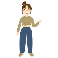 young woman casual fashion vector