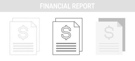 Financial Report tracing and coloring worksheet for kids vector