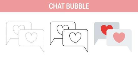 Chat Bubble tracing and coloring worksheet for kids vector