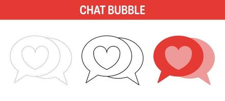 Chat Bubble tracing and coloring worksheet for kids vector