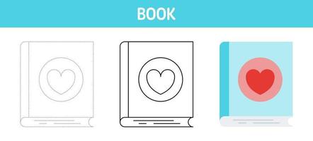 Book tracing and coloring worksheet for kids vector