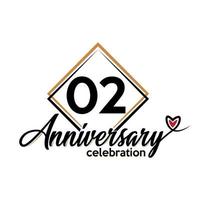02 years anniversary celebration vector template design illustration