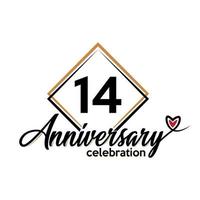 14 years anniversary celebration vector template design illustration