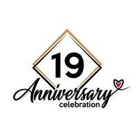 19 years anniversary celebration vector template design illustration