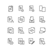 Set of documents and paperwork icons, office work, document flow, contract, file folder and linear variety vectors. vector