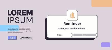 recordatorio, notificación página con flotante elementos y negocio planificación, eventos, calendario concepto horizontal plano vector ilustración.