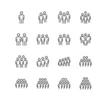 Set of business people related icons, team, person, pictogram, silhouette and linear variety vectors. vector