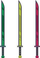 3 colored set long sword vector